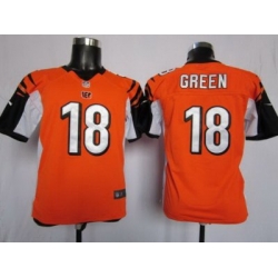 Youth Nike Cincinnati Bengals 18# A.J.Green Orange NFL Jerseys