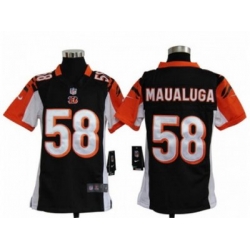 Youth Nike NFL Cincinnati Bengals #58 Rey Maualuga Black Jerseys