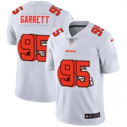 Cleveland Browns 95 Myles Garrett White Men Nike Team Logo Dual Overlap Limited NFL Jersey