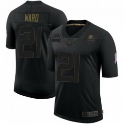 Men Cleveland Browns 21 Denzel Ward Black 2020 Salute To Service Jersey