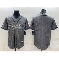 Men Cleveland Browns Blank Grey With Patch Cool Base Stitched Baseball Jersey