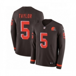 Mens Nike Cleveland Browns 5 Tyrod Taylor Limited Brown Therma Long Sleeve NFL Jersey