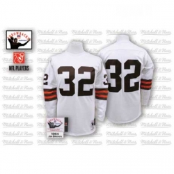 Mitchell And Ness Cleveland Browns 32 Jim Brown White Authentic Throwback NFL Jersey