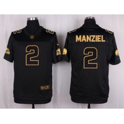 Nike Browns #2 Johnny Manziel Black Mens Stitched NFL Elite Pro Line Gold Collection Jersey