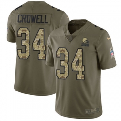 Nike Browns #34 Isaiah Crowell Olive Camo Mens Stitched NFL Limited 2017 Salute To Service Jersey