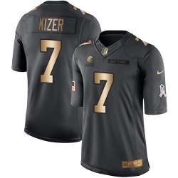 Nike Browns #7 DeShone Kizer Black Mens Stitched NFL Limited Gold Salute To Service Jersey