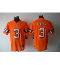 Nike Cleveland Browns 3 Brandon Weeden Orange Elite NFL Jersey