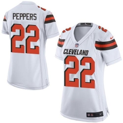 Nike Browns #22 Jabrill Peppers White Womens Stitched NFL New Elite Jersey