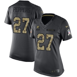 Nike Browns #27 Jabrill Peppers Black Womens Stitched NFL Limited 2016 Salute to Service Jersey