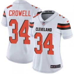 Nike Browns #34 Isaiah Crowell White Womens Stitched NFL Vapor Untouchable Limited Jersey