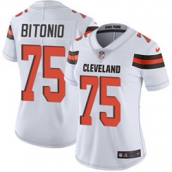 Nike Browns 75 Joel Bitonio White Womens Stitched NFL Vapor Untouchable Limited Jersey