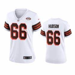 Women Cleveland Browns 66 James Hudson Nike 1946 Collection Alternate Game Limited NFL Jersey   White