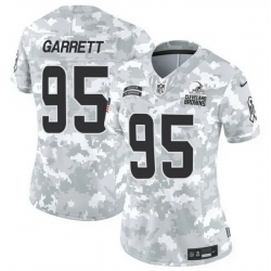 Women Cleveland Browns 95 Myles Garrett 2024 F U S E Arctic Camo Salute To Service Limited Stitched Jersey