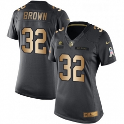 Womens Nike Cleveland Browns 32 Jim Brown Limited BlackGold Salute to Service NFL Jersey