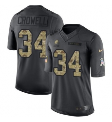 Nike Browns #34 Isaiah Crowell Black Youth Stitched NFL Limited 2016 Salute to Service Jersey