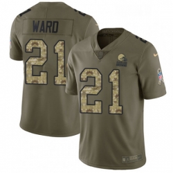 Youth Nike Cleveland Browns 21 Denzel Ward Limited Olive Camo 2017 Salute to Service NFL Jersey