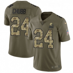 Youth Nike Cleveland Browns 24 Nick Chubb Limited Olive Camo 2017 Salute to Service NFL Jersey