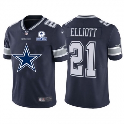 Dallas Cowboys 21 Ezekiel Elliott Navy Blue Men Nike Big Team Logo With Established In 1960 Patch Vapor Limited NFL Jersey