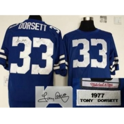 Dallas Cowboys 33 Tony Dorsett Blue Throwback M&N Signed NFL Jerseys