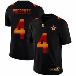 Dallas Cowboys 4 Dak Prescott Men Black Nike Red Orange Stripe Vapor Limited NFL Jersey