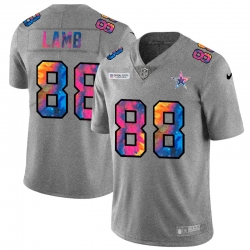 Dallas Cowboys 88 CeeDee Lamb Men Nike Multi Color 2020 NFL Crucial Catch NFL Jersey Greyheather