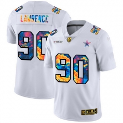 Dallas Cowboys 90 Demarcus Lawrence Men White Nike Multi Color 2020 NFL Crucial Catch Limited NFL Jersey