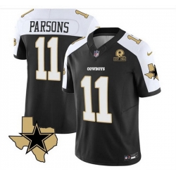 Men Dallas Cowboys 11 Micah Parsons 2023 F U S E  Black White With Established In 1960 Patch Stitched Football Jersey