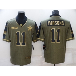 Men Dallas Cowboys 11 Micah Parsons Gold 2021 Salute To Service Limited Stitched Jersey