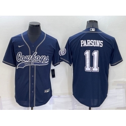 Men Dallas Cowboys 11 Micah Parsons Navy Cool Base Stitched Baseball Jersey