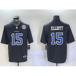 Men Dallas Cowboys 15 Ezekiel Elliott Black Throwback Vapor Untouchable Limited Stitched Football Jersey 1