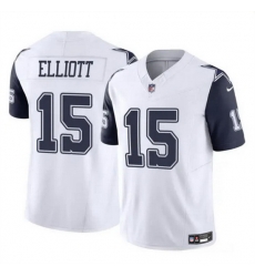 Men Dallas Cowboys 15 Ezekiel Elliott White 2023 F U S E Color Rush Limited Stitched Football Jersey