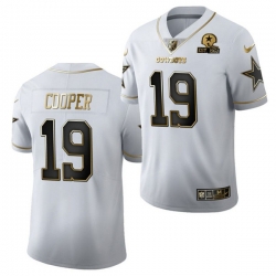 Men Dallas Cowboys 19 Amari Cooper White Golden Edition With 1960 Patch Limited Stitched Jersey