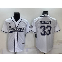 Men Dallas Cowboys 33 Tony Dorsett White Cool Base Stitched Baseball Jersey