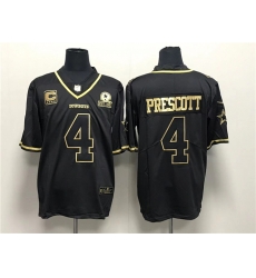 Men Dallas Cowboys 4 Dak Prescott Black Gold With 1960 PatchAnd 4 Star C Patch Stitched Jersey