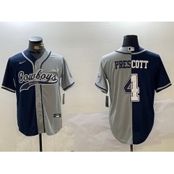 Men Dallas Cowboys 4 grey Team With Patch Cool Base Stitched Baseball Jersey 8