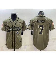 Men Dallas Cowboys 7 Trevon Diggs 2022 Olive Salute To Service Cool Base Stitched Baseball Jersey