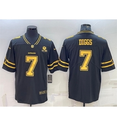 Men Dallas Cowboys 7 Trevon Diggs Black Gold Edition With 1960 Patch Limited Stitched Football Jersey