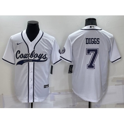 Men Dallas Cowboys 7 Trevon Diggs White Cool Base Stitched Baseball Jersey