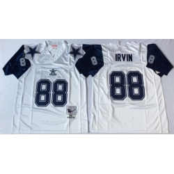 Men Dallas Cowboys 88 Michael Irvin White M&N Throwback Jersey