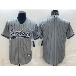 Men Dallas Cowboys Blank Grey With Patch Cool Base Stitched Baseball Jersey