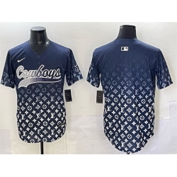 Men Dallas Cowboys Blank Navy Limited Stitched Baseball Jersey