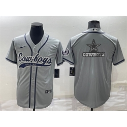 Men Dallas Cowboys Grey Team Big Logo With Patch Cool Base Stitched Baseb