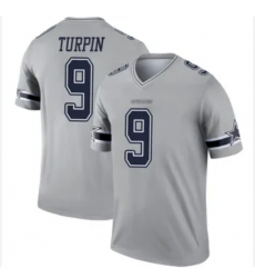 Men Dallas Cowboys KaVontae Turpin #9 Gray Rush Legend Stitched NFL Jersey