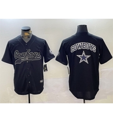 Men Dallas Cowboys Team Big Logo Black With Patch Cool Base Stitched Baseball Jersey 1