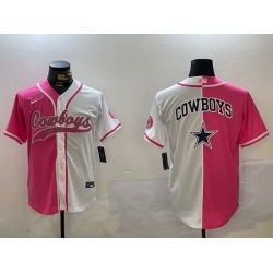 Men Dallas Cowboys big logo Red White With Patch Cool Base Stitched Baseball Jersey 10