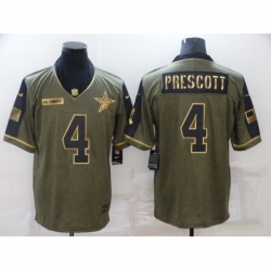 Men's Dallas Cowboys #4 Dak Prescott Gold 2021 Salute To Service Limited Player Jersey