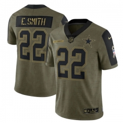 Men's Dallas Cowboys Emmitt Smith Nike Olive 2021 Salute To Service Retired Player Limited Jersey