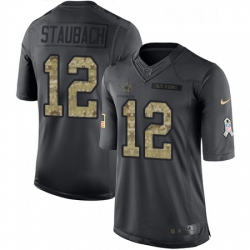 Mens Nike Dallas Cowboys 12 Roger Staubach Limited Black 2016 Salute to Service NFL Jersey