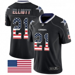 Mens Nike Dallas Cowboys 21 Ezekiel Elliott Limited Black Rush USA Flag NFL Jersey