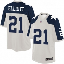 Mens Nike Dallas Cowboys 21 Ezekiel Elliott Limited White Throwback Alternate NFL Jersey